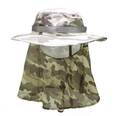 China 62cm UPF 50+ Outdoor UV Protection Unisex Bucket Hat With Neck Cover for sale