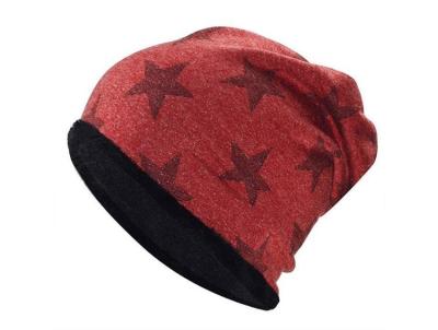 China Full Printed Knitted Winter Hat Custom Embroidered Beanies 56cm 58cm for sale