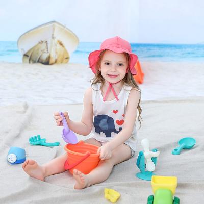 China Toddler Wide Brim Kids Play Hat With Neck Flap Chin Strap Sun Hat for sale