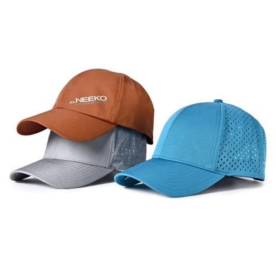 China Summer 56cm Embroidery Baseball Caps OEM Leisure Laser Cut Hole Sport Hats for sale