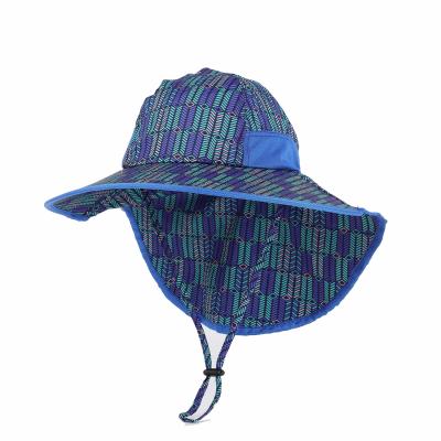 China Kid Beach Blue Fishing Hat Searsucker Upf 50 Cotton Polyester ODM for sale