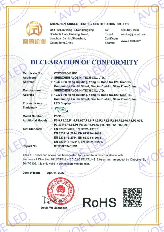 RoHS - Shen Zhen AVOE Hi-tech Co., Ltd.