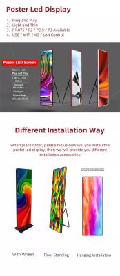 China SMD2121 Portable Poster Display Stands P2.5 Full Color For Exhibitions Airports Stations for sale