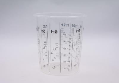 China 400ml Disposable Mixing cup Auto Plastic Single Use plastic pots measuring printed cup calibrated-up cup for sale