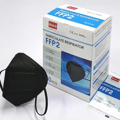 China Anti Droplet Black FFP2 Filtration Mask With High Efficiency Meltblown Cloth for sale