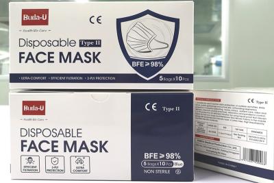 China Astm Level 2 Medical Disposable Face Mask High Filtration Rate Ce Eua En14683 for sale