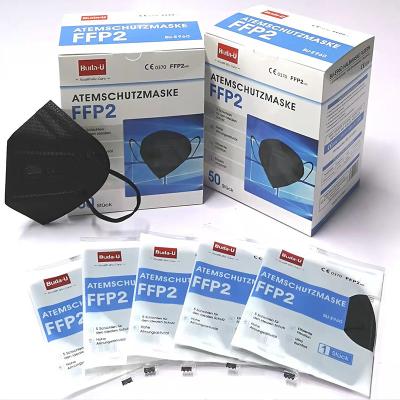 China Black FFP2 Filtering Half Mask , Nonwoven Respirator Mask , Total 5 Layers With Lining Layer White , CE 0370 & FDA for sale