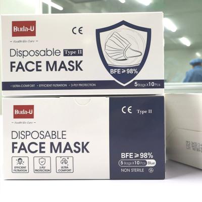 China 17.5x9.5cm 98% Min BFE Medical Face Mask Disposable For Drugstore And Supermarket for sale