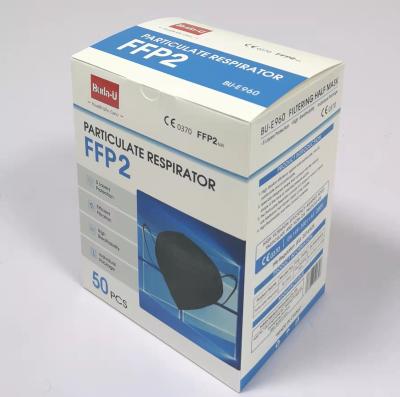 China Mascarilla protectora FFP2 con el CE 0370, máscara de polvo FFP2 con la buena caja de embalaje, color negro, 50pcs/caja en venta