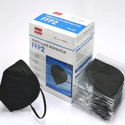 China Black Disposable Particulate Respirator Anti Dust FFP2 Face Mask CE 0370 With Earloops for sale