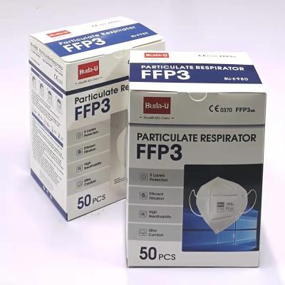China Certificación de partículas del CE de la máscara del respirador FFP3, FFP3 máscara con ganchos, ningún respirador de la mascarilla de la banda principal FFP3 en venta