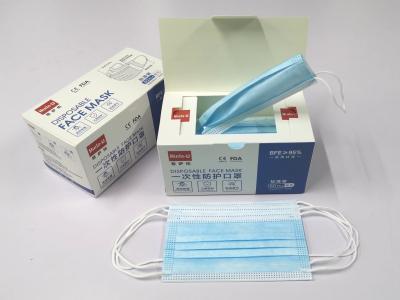China Flat Disposable 3 Layer Mask Disposable Protective Face Mask Blue Home Use YY0969-2013 Standard for sale