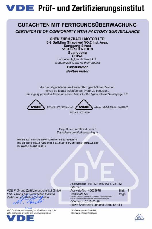 VDE - Guangdong Zhaoli Motor Group Co.,Ltd