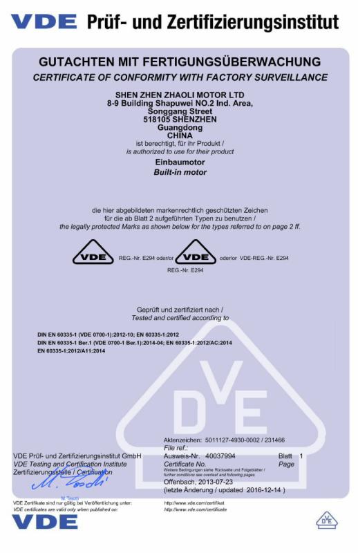 VDE - Guangdong Zhaoli Motor Group Co.,Ltd