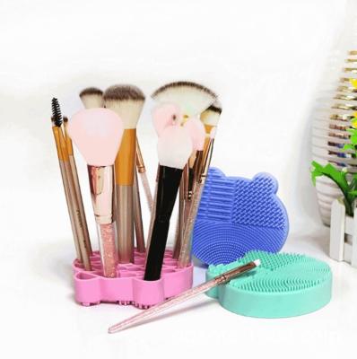 China OEM No Deformation Bear Shape Silicone Makeup Brush Holder for sale
