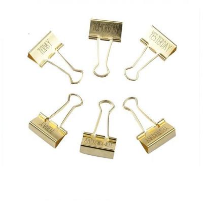 China Gold color office school metal binder clips paper clips   for sale