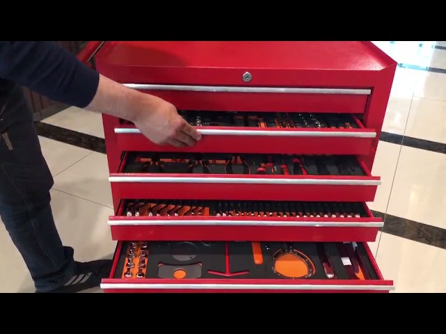 Red 7 Drawers Mobile 1.0mm Workshop Tool Storage Cabinets