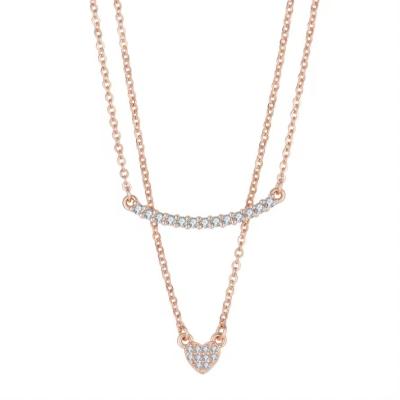 中国 YASVITTI Double Layer Necklace Jewelry Classic Rose Gold Plated 925 Sterling Silver Heart Pendant Necklace 販売のため