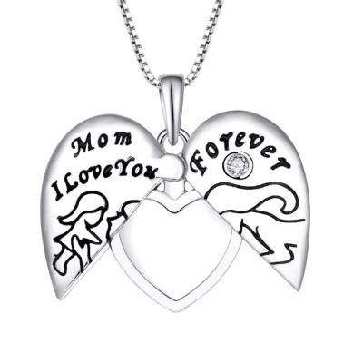China YASVITTI 925 Sterling Silver Mom I Love You Forever Heart Locket Pendant Necklace for Women for sale