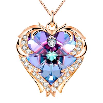 China 8.2g 1.5ft Crystal Heart Necklace Slightly Askew Heart Shape Pendant for sale