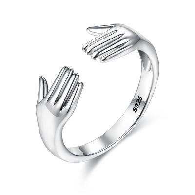 China Vinger Ring For Women 925 Sterling Silver Double Hand Shape-Ring Te koop