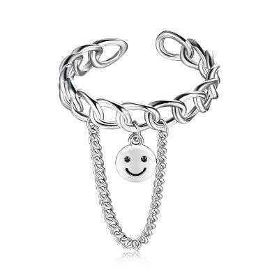 China 0.08CM 1.7g Sterling Silver Jewelry Rings Unisex Festival Smiling Face Ring for sale
