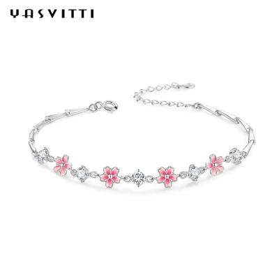 China zircão Cherry Blossom Bracelet de 0.16oz 0.19m Sterling Silver Jewelry Bracelets S925 à venda