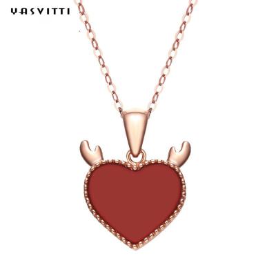 China colar na moda do coração do chifre dos cervos de 3gram 15.7in Sterling Silver Heart Pendant Necklace à venda