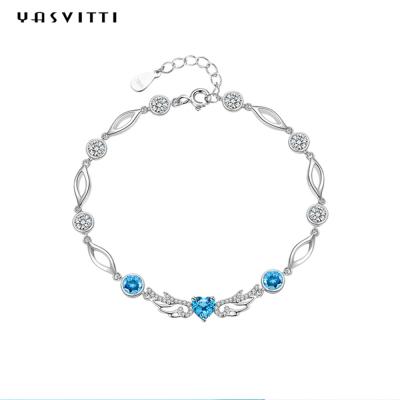 中国 6.2g 0.21mの純銀製の宝石類のブレスレットは幾何学的な925青いトパーズのブレスレットにはめ込んだ 販売のため