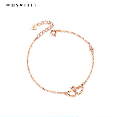 Chine ODM 7.8in argent 18k Rose Gold Open Heart Bracelet de 304 de solides solubles bracelets de glisseur à vendre