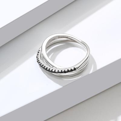 China 2.1g 0.172cm Drievoudige Diamond Ring SGS van Sterling Silver Jewelry Rings 5A CZ Te koop