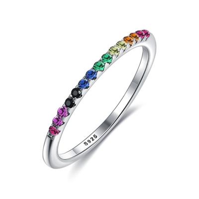 Chine anneau sans plomb de couleur d'arc-en-ciel d'ODM de 21.1mm 1.2g Sterling Silver Jewelry Rings à vendre