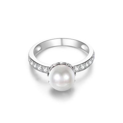 China 15.8mm 1,38 Gramm-Perle geformtes Diamond Ring ODM Fiancée Sterling Silver Ring zu verkaufen