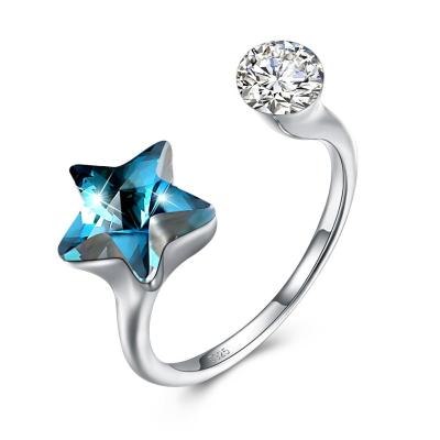 China GV de Diamond Ring da estrela de 10x17mm 3.23g 925 Sterling Silver Rings Platinum Plated à venda