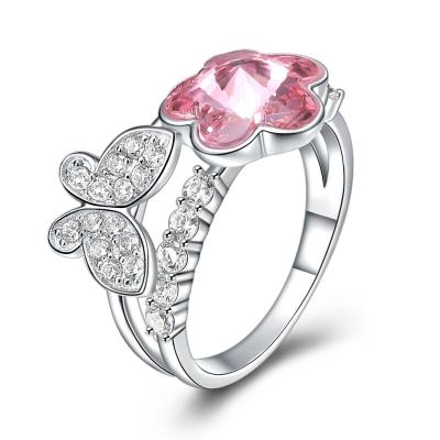 China anel da borboleta do rosa do chapeamento de ouro de 3g 1.1cm Sterling Silver Jewelry Rings 18k à venda