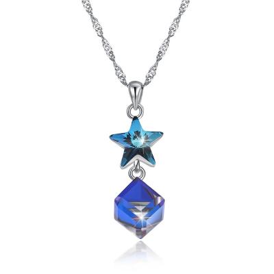 China ODM Sterling Silver Diamond Necklace del collar de la estrella de la circona cúbica de 5A 3.7g los 45cm en venta