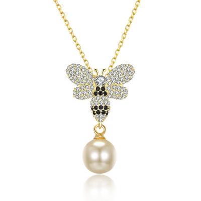 China Fashion ODM Butterfly Crystal 0.27in Pearl 3.93g Sterling Silver Jewelry Necklaces for sale