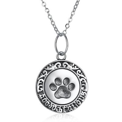China 16in 0.9g Paw Print Necklace Lovely 3A CZ 925 Zilveren Halsband Te koop