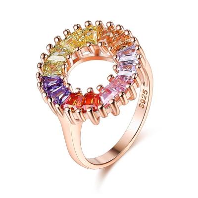 China graduação Rose Gold Vermeil Ring das mulheres do anel de noivado do zircão 3.4g de 14.1mm à venda