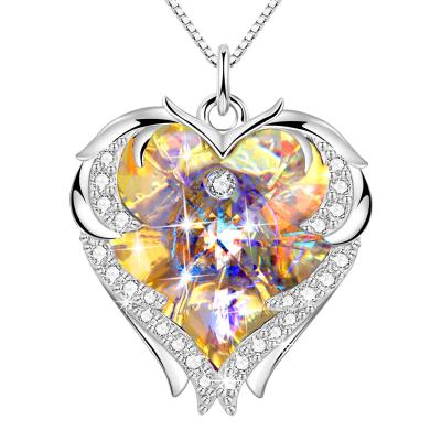 China Geschenke 18 Zoll-8,2 für Mutter Tochter-von der großen Herz-Halskette mit Austrian crystal gelber Crystal Necklace For Girlfriend zu verkaufen