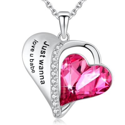 China 0.79x0.98in Aesthetic Sterling Silver Heart Pendant Necklace Love U Babe Heart for sale
