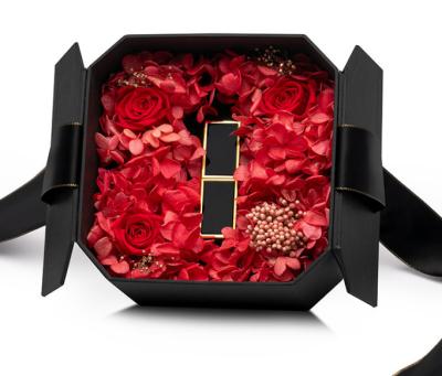 China Rose Flower Gift Jewelry Box negra 0,406 kilogramos para el anillo del pendiente del collar en venta