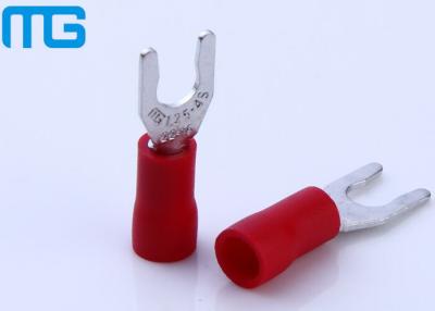 China LSV Insulated Double Crimp Insulated Wire Terminals , Spade Battery PVC Red Spade Terminal for sale