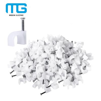 China 200 Pack Nail In Cable Clips / Cat6 Circle Cable Nails Tack Clips 7mm White for sale