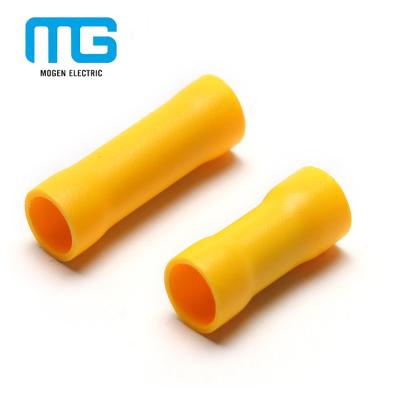 China Yellow PVC Insulated Wire Butt Connectors / Electrical Crimp Terminal Connectors for sale