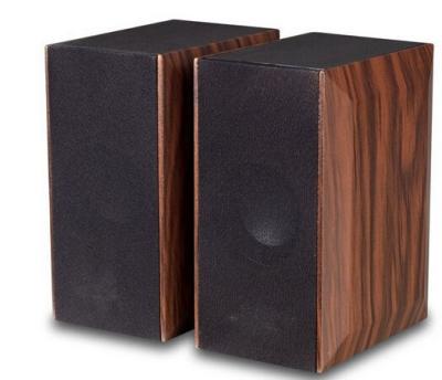 China 240V AC Powered Wood Computer Speakers Brown Bookshelf Stereo Speaker for sale