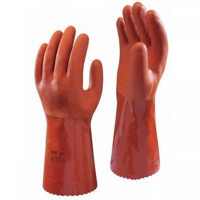 China 30CM Length Protective Work Gloves , PVC Coated Acid Resistant Gloves for sale