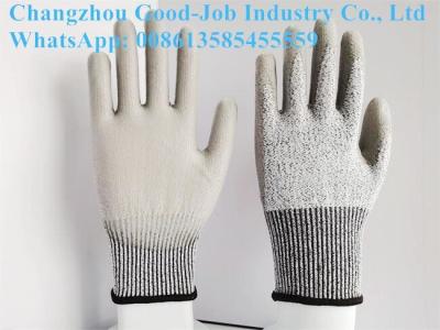 China 13G PU HPPE Liner Cut Resistant Protective Work Gloves Polyurethane Palm Coated EN388 4443C for sale