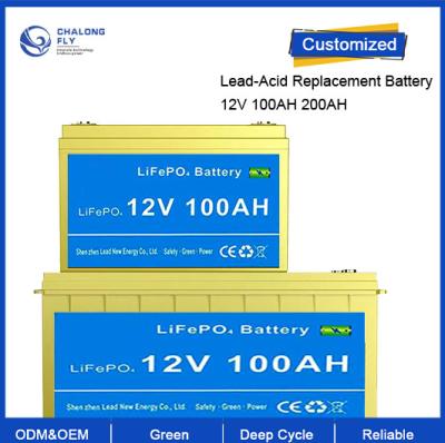 China Da bateria acidificada ao chumbo da substituição da bateria de lítio 12.8V do ODM LiFePO4 do OEM 100AH 200AH bateria recarregável com construído em BMS à venda