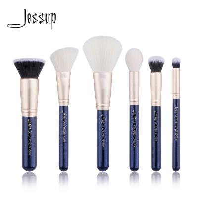 China 6pcs Prussian Blue / Golden Sands Face Makeup Brush Set Angled Blush Finish T488 for sale
